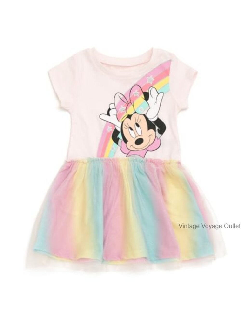 Minnie Mouse Tutu Dress Short Sleeve Toddler Girls Cotton Blend Party